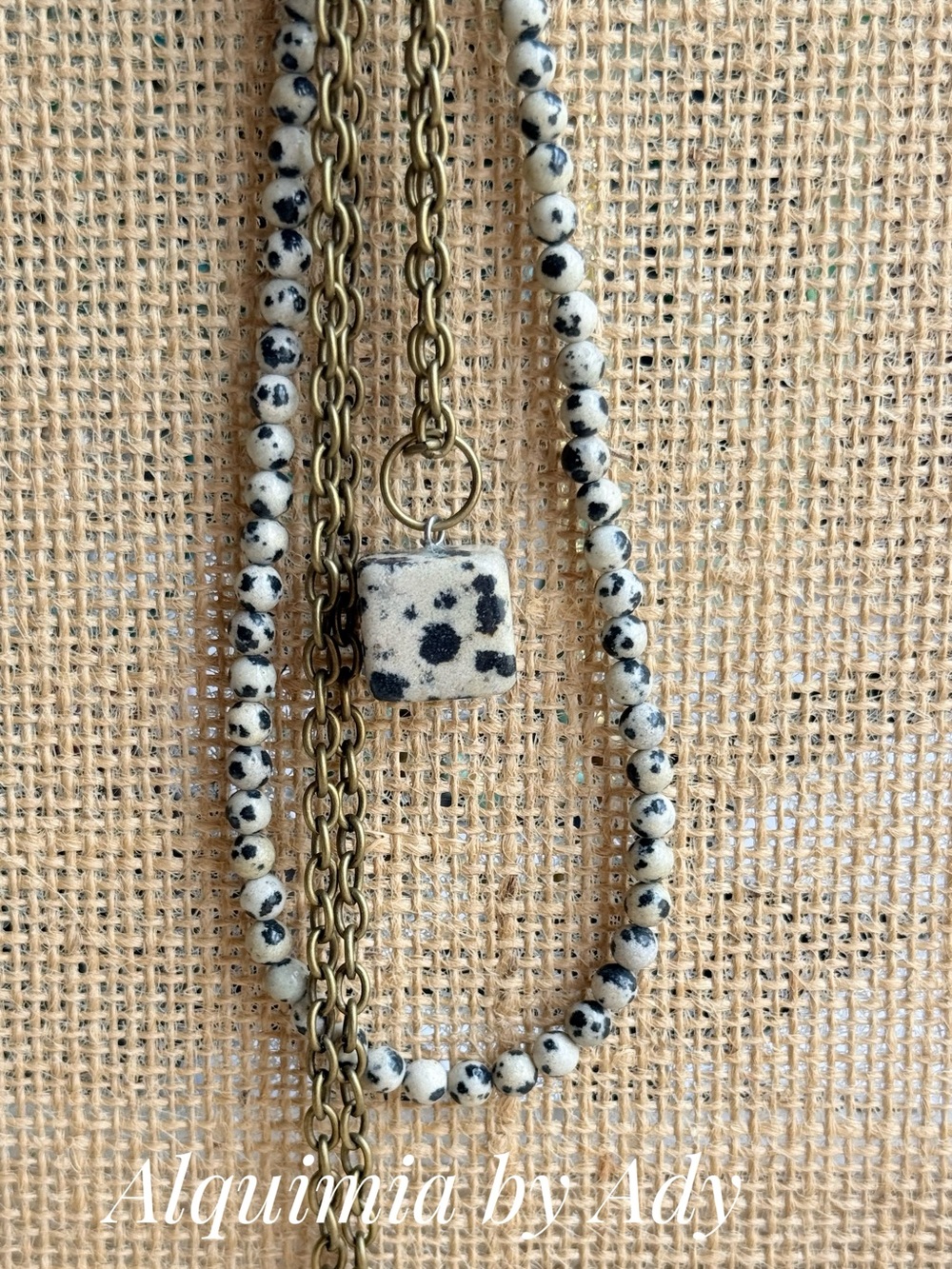 Layered set Dalmatian Black & White Beaded Necklace
